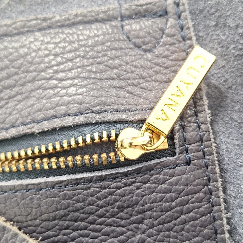 Cuyana Navy Large Leather Tote